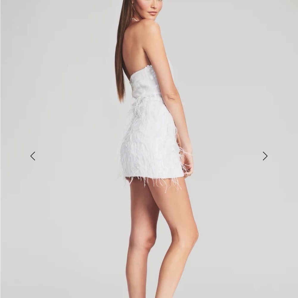 Retrofete Anastasia Dress Mini White Sequin Feather Bride Bridal MSRP $695 - Picture 4 of 9